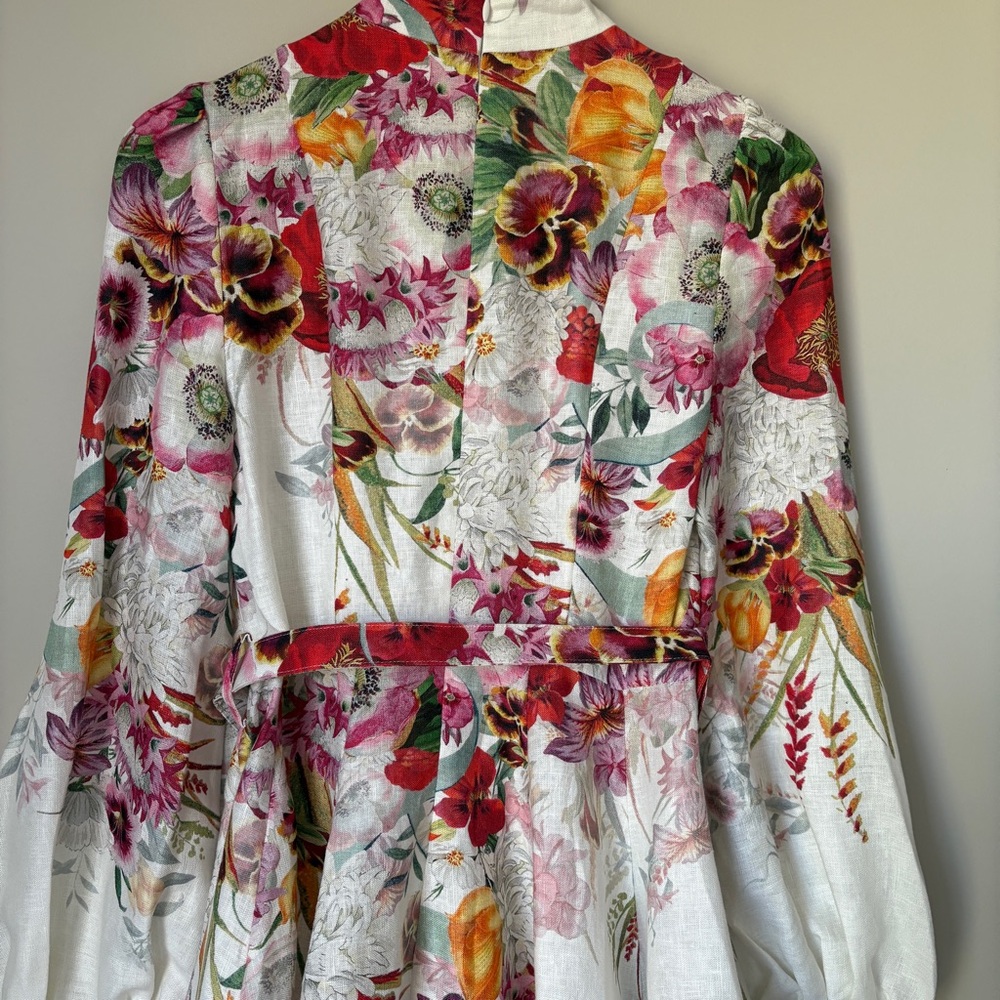 NWT Zimmermann Wonderland Buttoned Mini Dress Floral Red Pink | sz1 US6 UK10 - Picture 10 of 11
